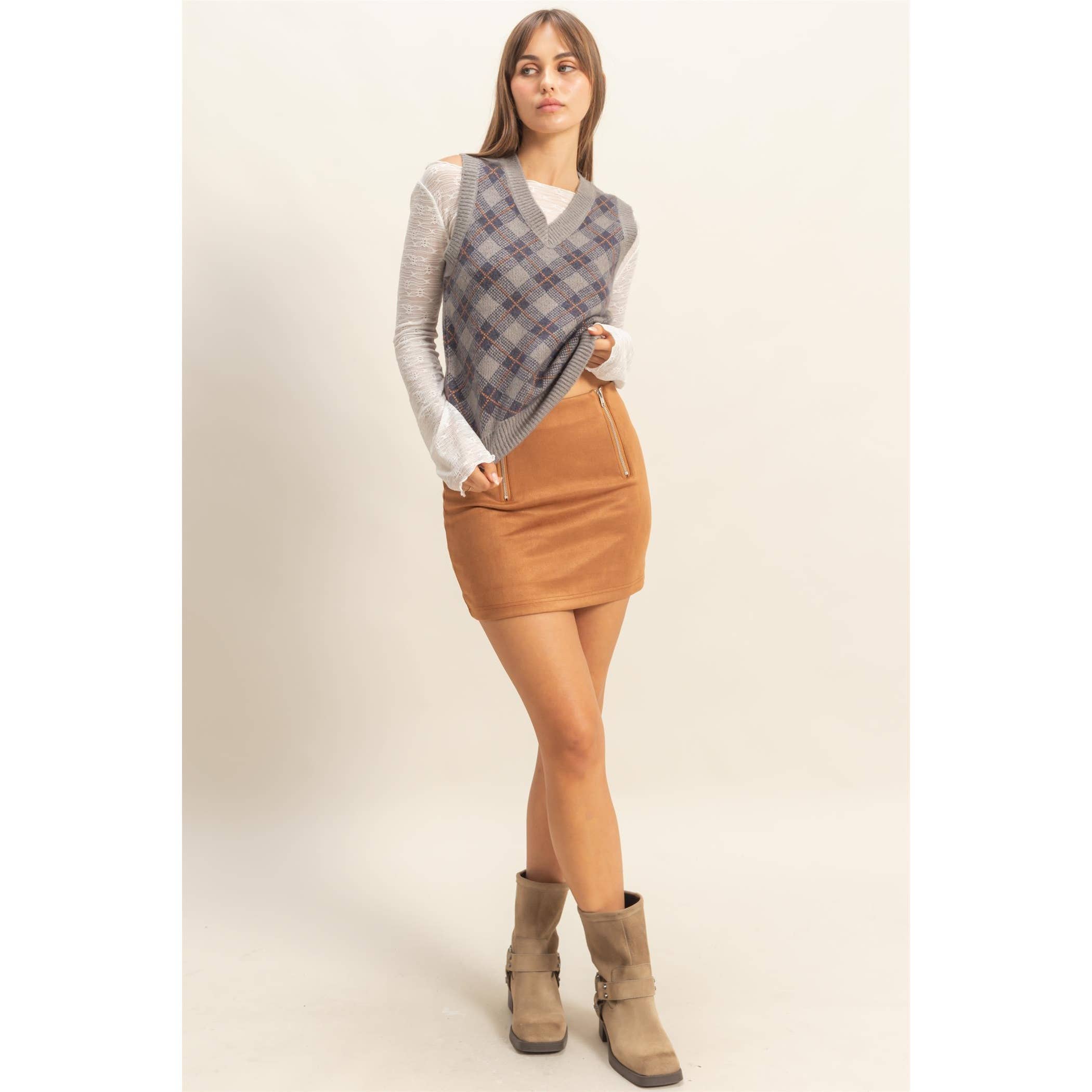 HYFVE - Vendita all'ingrosso Gonna - Donna - Minigonna in camoscio con dettaglio zip2