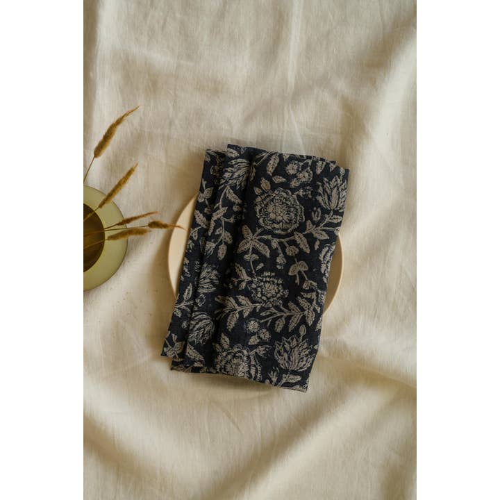 Live Linen - Wholesale Dinner & Cloth Napkin - Block Printed Linen Rio Napkin – Handmade Detailing1