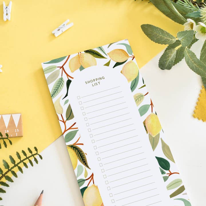 Amber Davenport Art - Wholesale Notepad - Lemon Shopping List