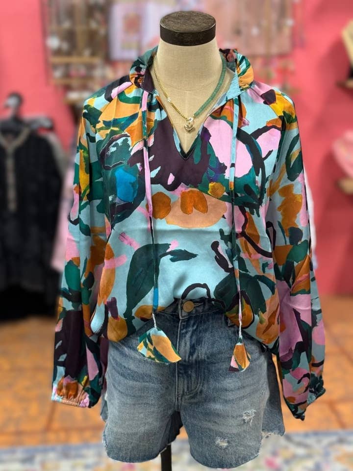 Bohemia Retro Rose Blooms Blouse Top for wholesale by Rosa Clothing