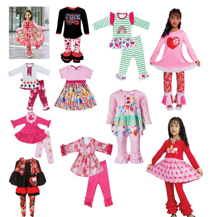 50 Stück Los NWT Valentinstag Outfits & Shirts Großhandel Bulk für den Großhandel von Angeline Kids