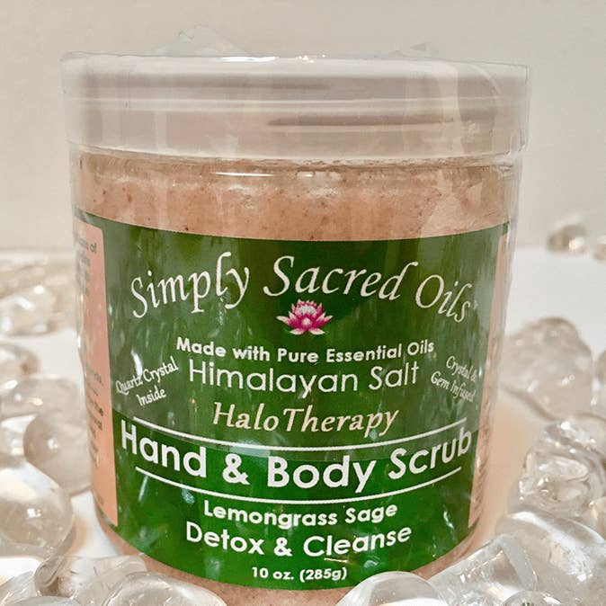 Lemongrass Sage Detox & Cleanse Himalayan Salt Scrub for wholesale by Simply Sacred Oils, Inc.