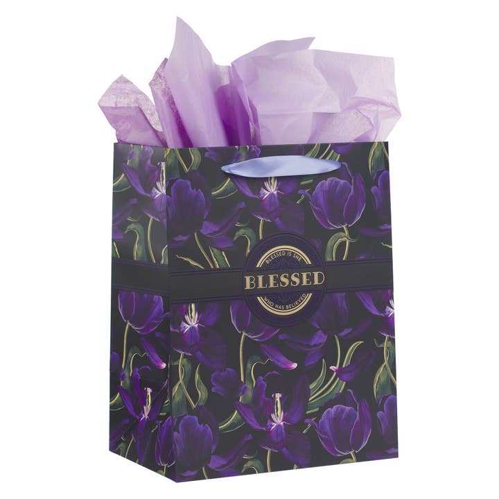 Christian Art Gifts - Wholesale Gift Bag - Gift Bag w/ Card LG Portrait Blessed Luke 1:45