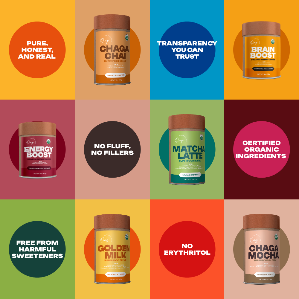 OMG Superfoods - Vente Poudres protéinées/superaliments - Lait d'or biologique — 6 oz (9 portions), Mélange pour latte au curcuma8