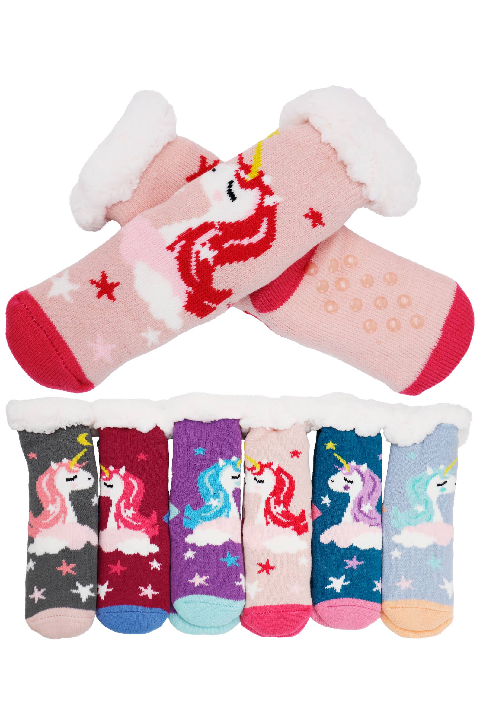 Cap Zone – wholesale Socks – Child – Kids Unicorn Fuzzy Fleece Cozy Lounge Socks0