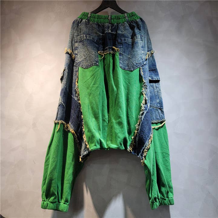 Sanyao Fashion - Wholesale Jeans - Women's - M184 Patchwork Street Jeans – Elastic Waist, Retro Cool6