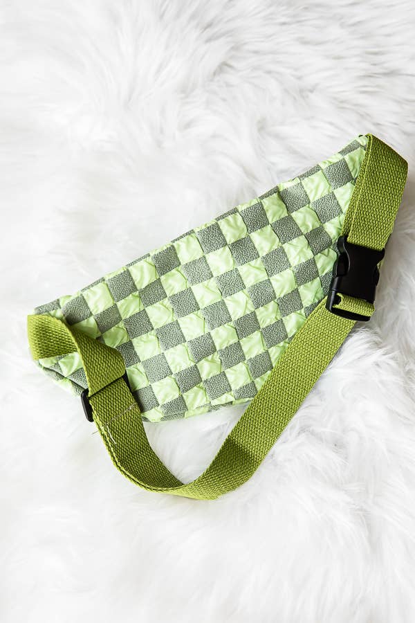 1st Allie - Wholesale Belt Bag - Women's - Checkered Nylon Crossbody Fanny Pack Bum Bag5