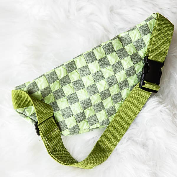 1st Allie - Wholesale Belt Bag - Women's - Checkered Nylon Crossbody Fanny Pack Bum Bag5