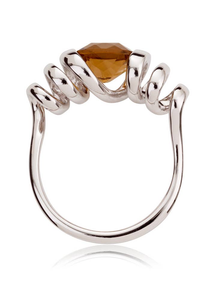 Eternal Silver Ring with Cognac Quartz Stone for wholesale by Manja