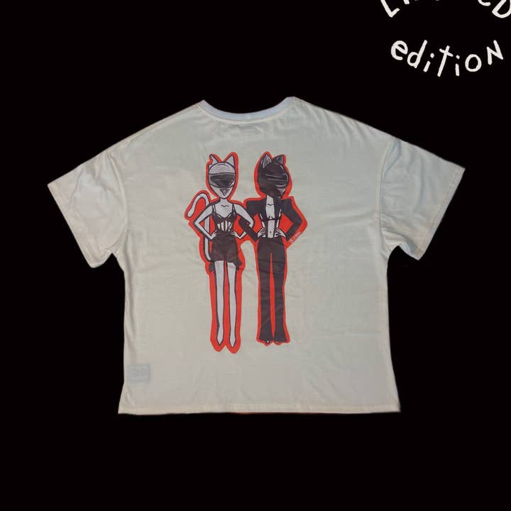 Motomiauu' Drop Shoulder Tee for wholesale by THE BITTEN ELEPHANT