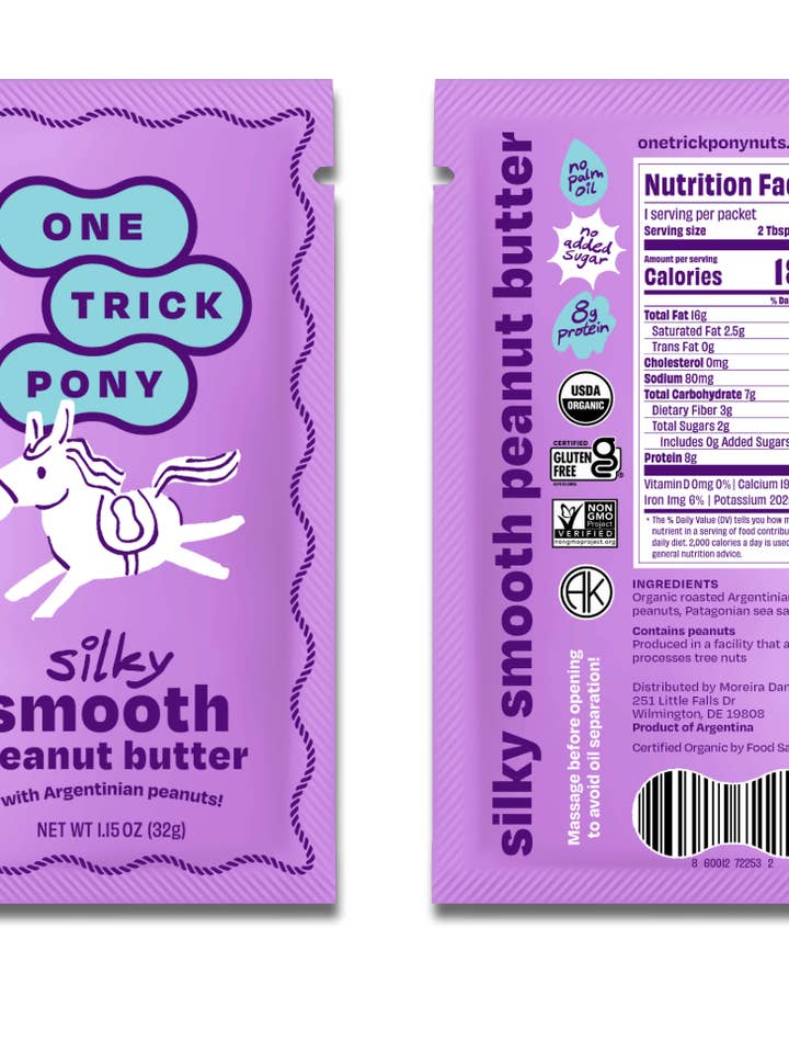 Single Serve Peanut Butter Packets - Box of 10, Silky Smooth for wholesale by One Trick Pony