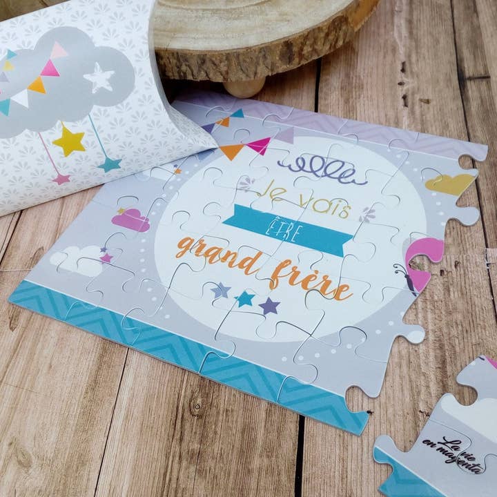 Großer Bruder - große Schwester - Puzzle Schwangerschaftsankündigung für den Großhandel von La vie en magenta