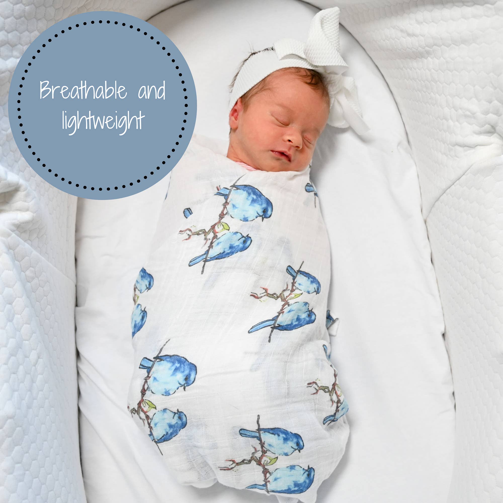 LollyBanks - Wholesale Swaddle - Baby - Bluebird Of Happiness Baby Muslin Swaddle Blanket1