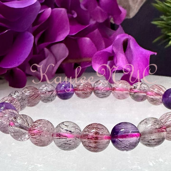KayleeNYC - Wholesale Beaded Bracelet - Natural Super 7 Melody Rutilated 8mm 7.5” Bracelet