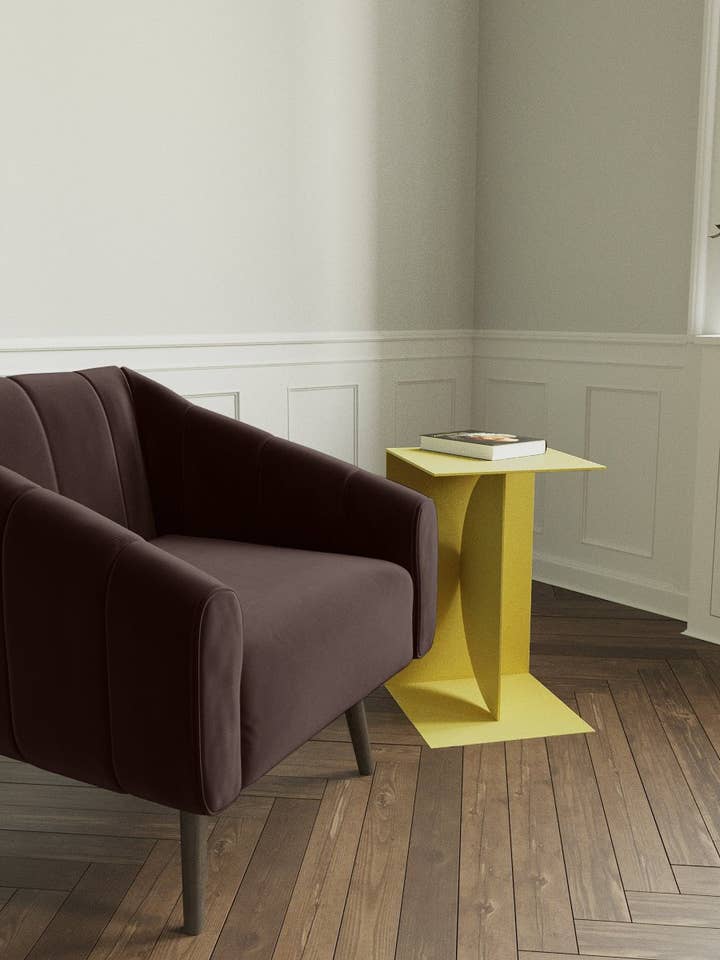 Édith fauteuil in bruin fluweel en donker hout voor wholesale door Potiron