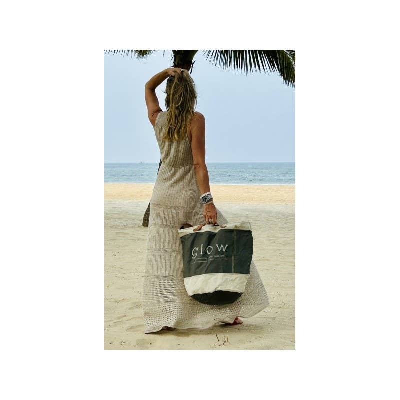 Casa Natura Design SL - Wholesale Beach Bag - Round Canvas Bag with Double Leather Handle and Zipper - PRESTON CHLOE10