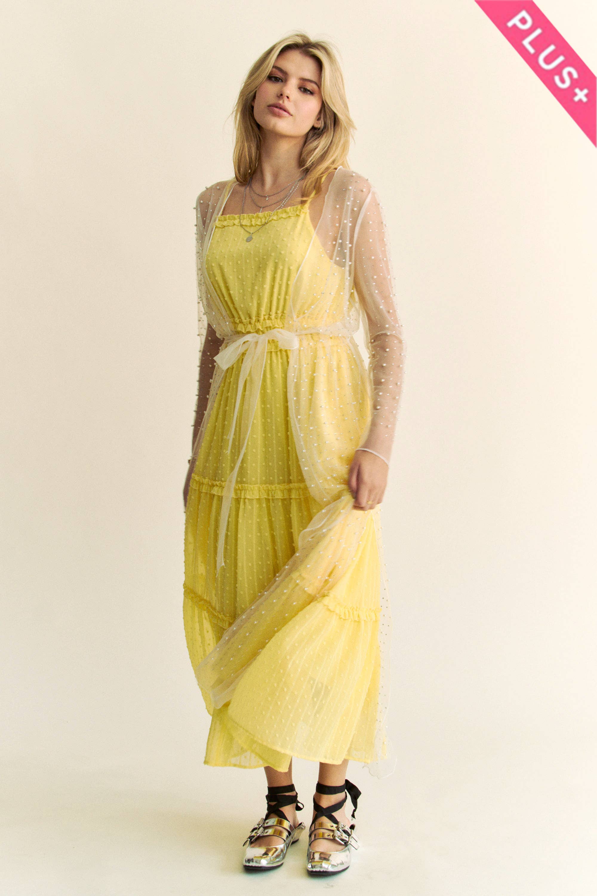 Davi & Dani – Großhandel Strickjacke – Damen – PLUS-Strickjacke mit Mesh, Perlen, Strass und offenem Vorderteil zum Binden10