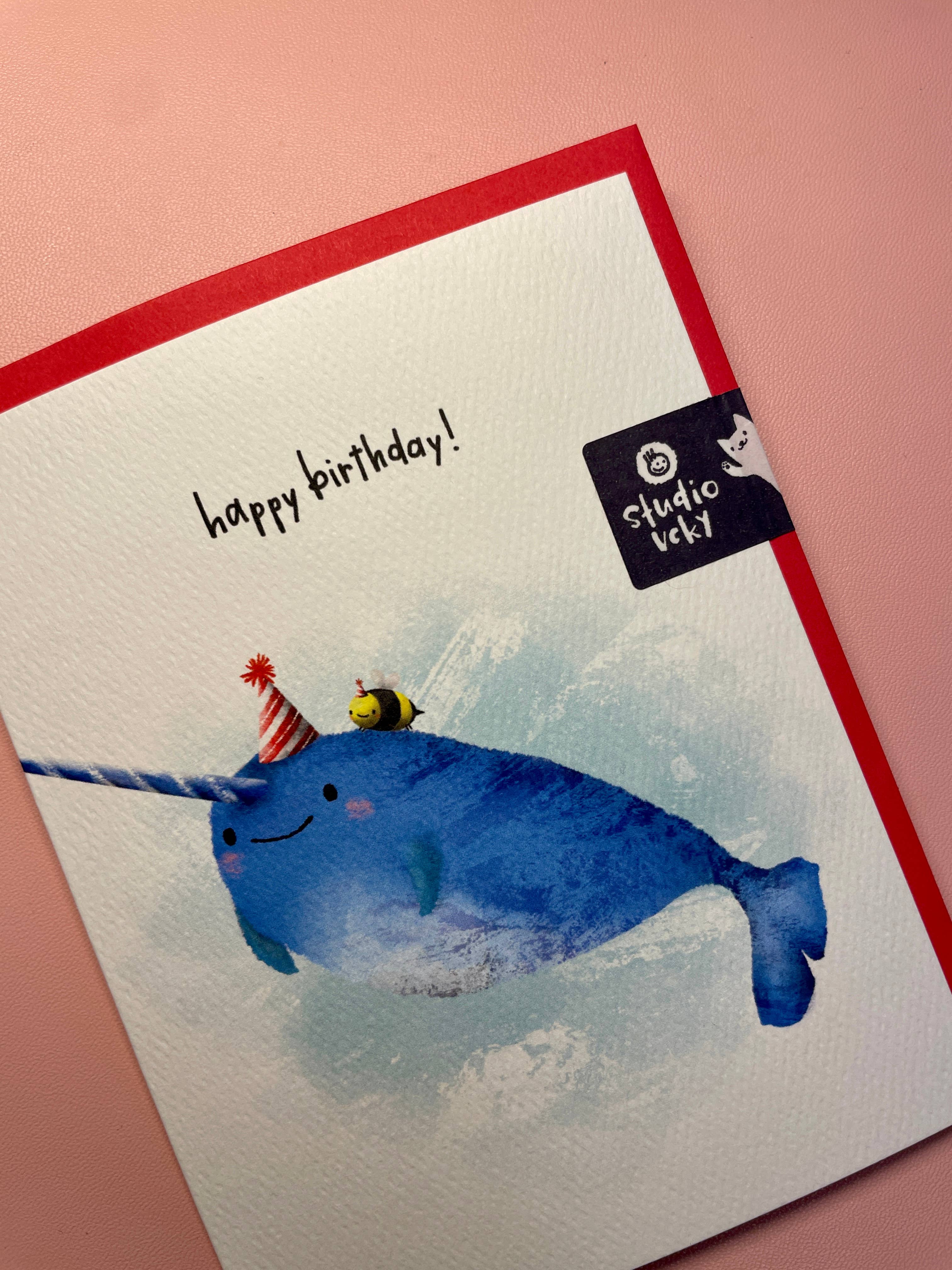 studio vcky - Wholesale Birthday Card - Greeting Card - Cupcake Skewer Narwhal2