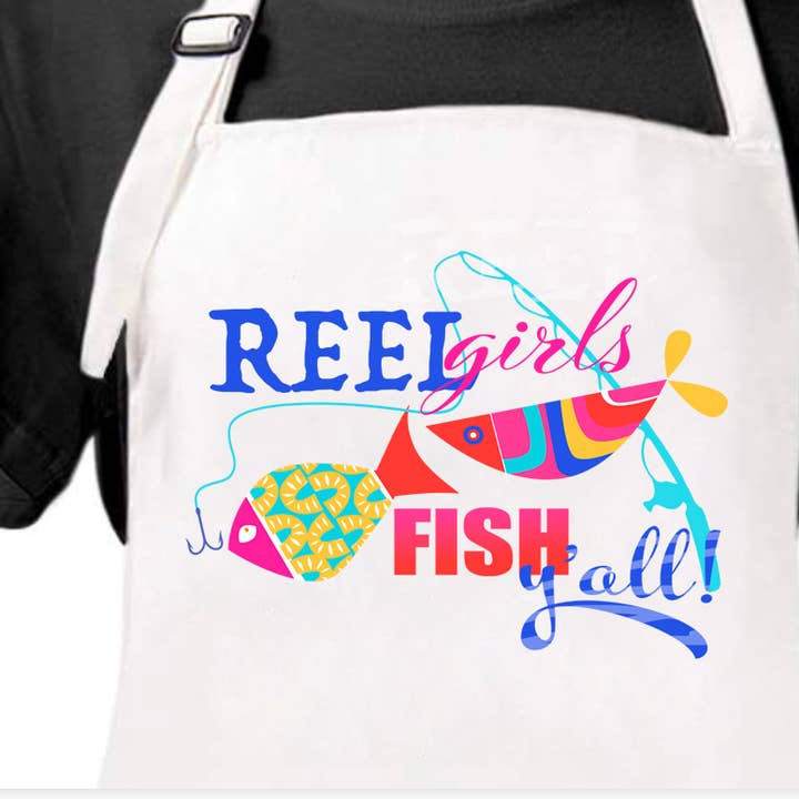 Reel Girls Fish Apron for wholesale by M Design Studio Gifts