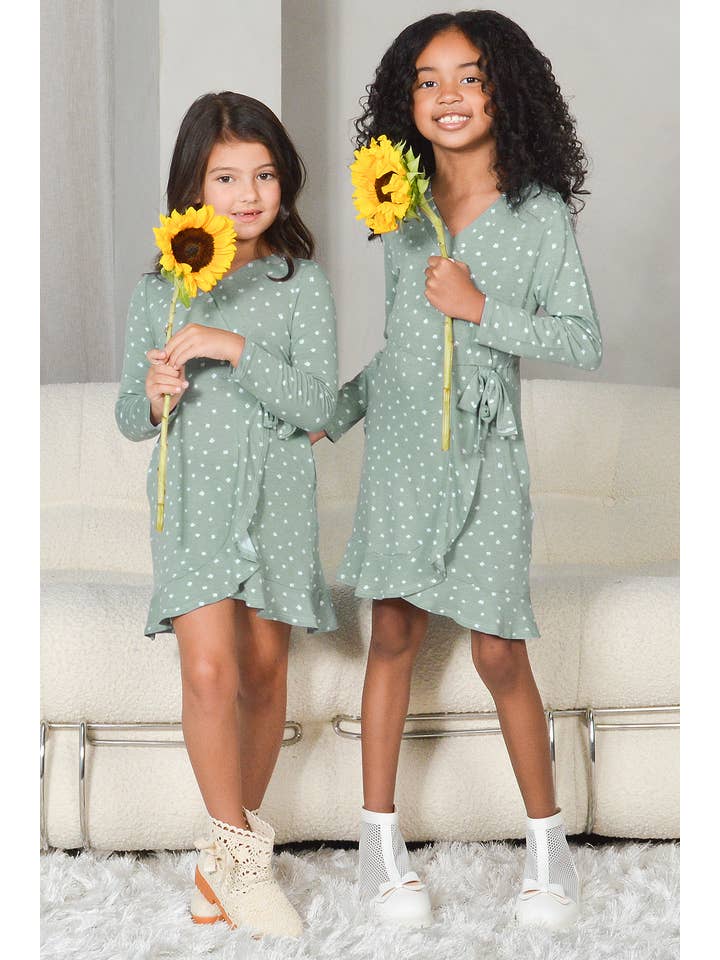 Mini Momo – wholesale Dress – Kids – Faux Wrap Dress Printed Jersey Mommy & Me Matching for Kids6