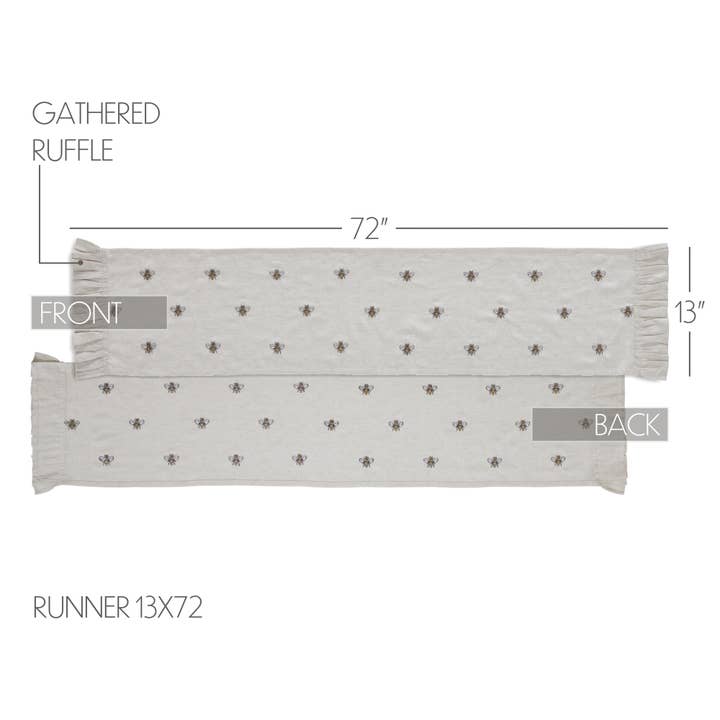 VHC Brands - Wholesale Table Runner - Embroidered Bee Runner 13x723