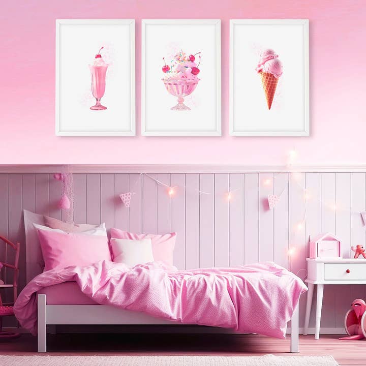 Wall Art Cool For Girls | Set of 3 Pop Wall art Prints for wholesale by About Wall Art