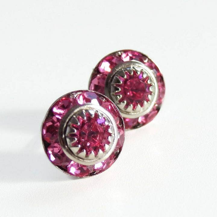 Dark Pink Crystal Earrings for wholesale by Love Your Bling®