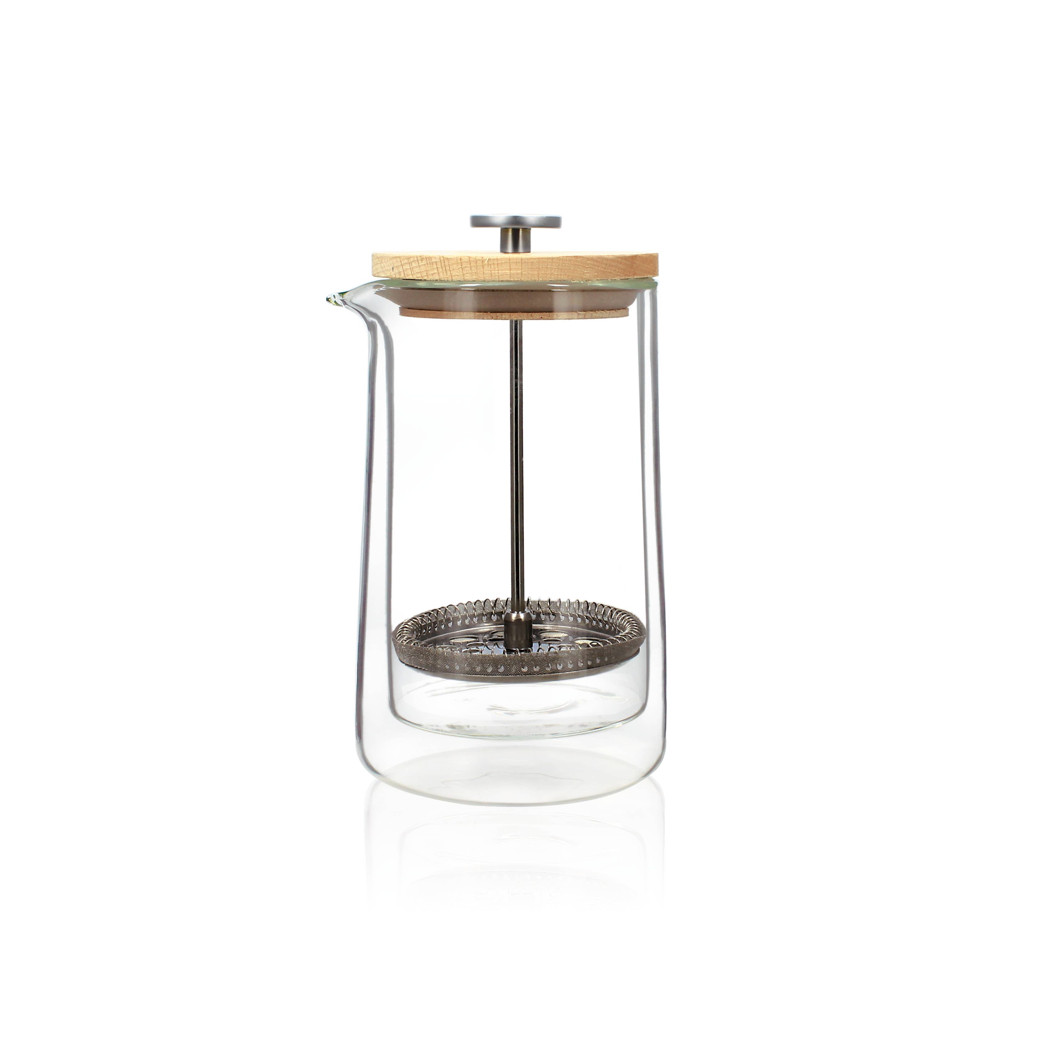 Ogo living - Wholesale French press - 500 ml double walled glass and wood French press