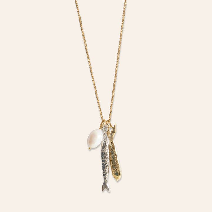 Gold Silver Sardina Charm Necklace for wholesale on Faire