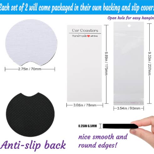 Prairie Chicken Sticker Shop & Gifts - Wholesale Car Coaster - Unisex - Halloween Witches Brew Cats & Bats Neoprene Car Coaster Set4