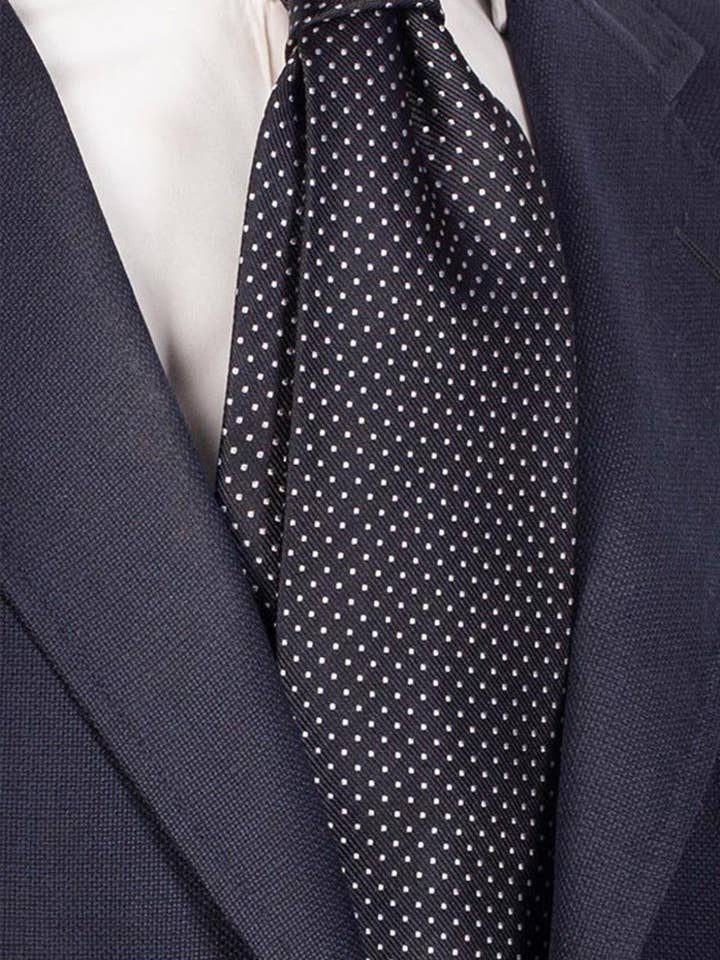 Blå Silke Ceremonislips med Hvide Prikker CY5079 for engroshandel hos Graffeo Cravatte