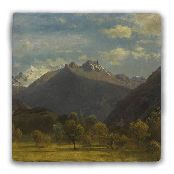 Nelson Gifts Wholesale - Wholesale Coasters - "The Alps from Visp" Tumbled Stone Coaster