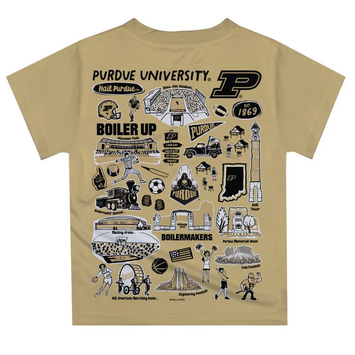 Vive La Fete - Wholesale Screen Printed T-Shirt - Kids - Purdue Boilermakers Hand Sketched Impressions Boys T-Shirt2