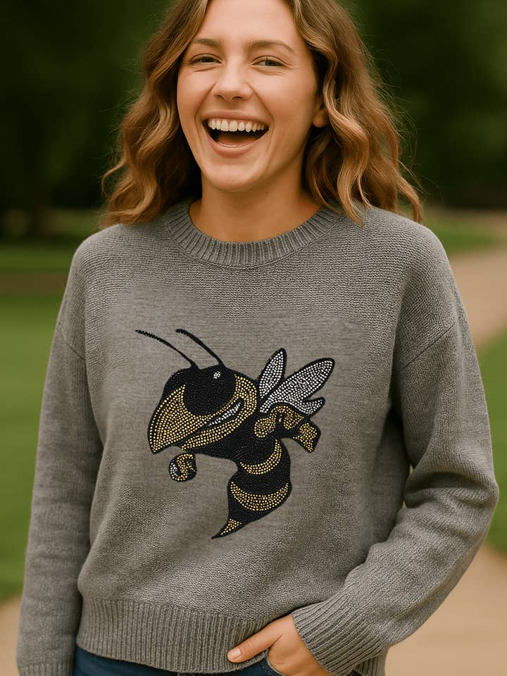 Licensierad Speldagströja, Rundhalsad Grå, Georgia Tech Bi för wholesale av Moving Forward Designs