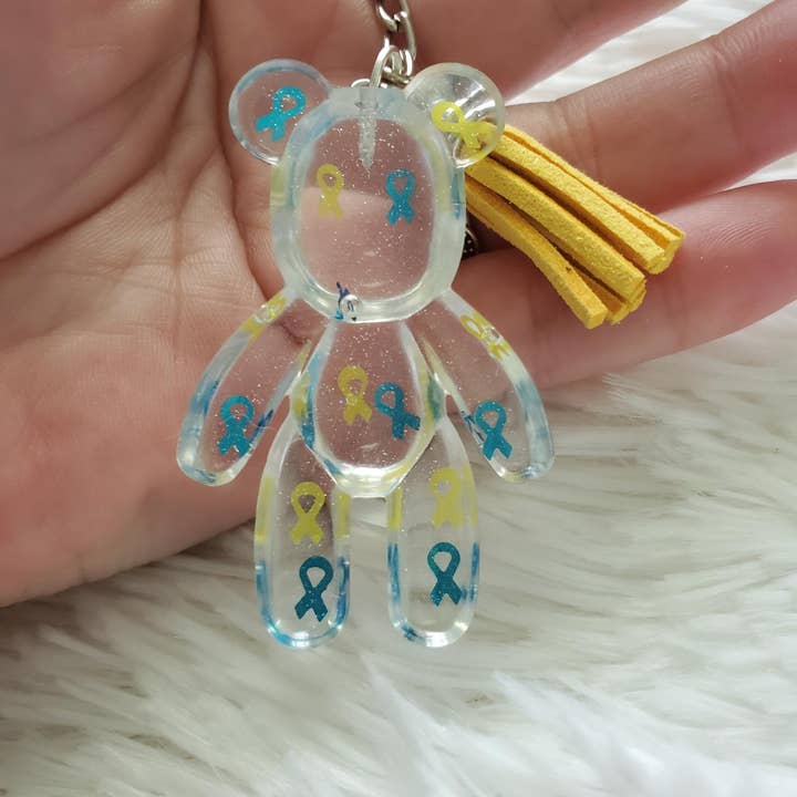 Tots And Tumblers Art - Vente Porte-clés – femme - Porte-clés ours ruban de sensibilisation au syndrome de Down