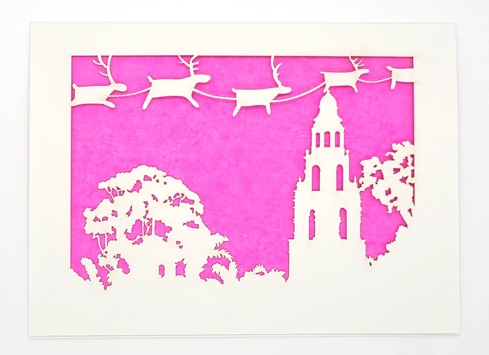 two hermanas – Großhandel Weihnachtskarte – Weihnachtsgrußkarte „Rentier over Balboa's Tower“3