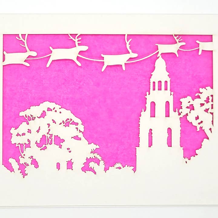 two hermanas – Großhandel Weihnachtskarte – Weihnachtsgrußkarte „Rentier over Balboa's Tower“3