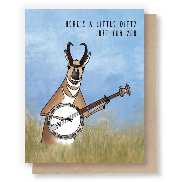 Here's a Little Ditty Just for You -Banjo Antelope Note Card for wholesale by Sweet Pea Cole