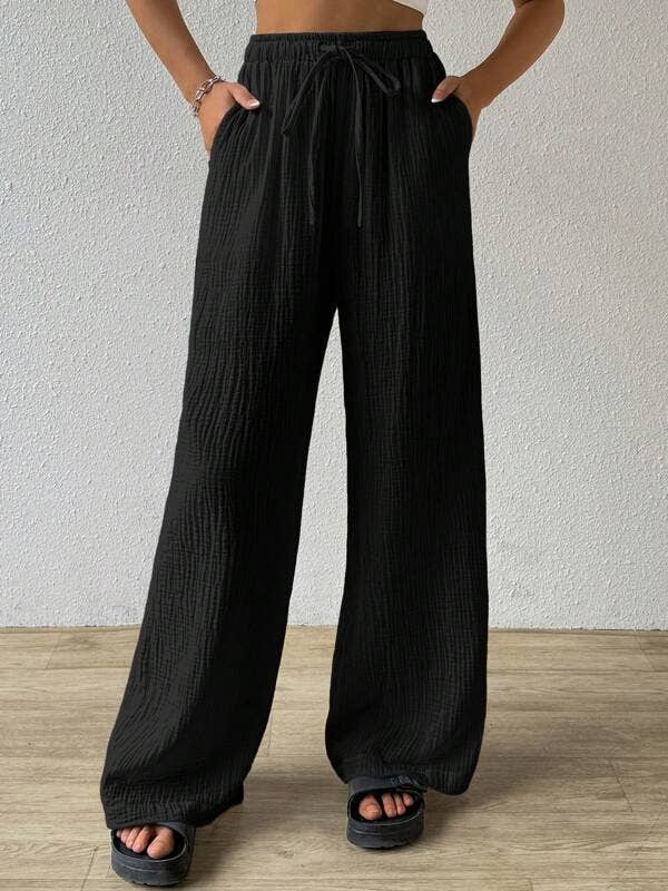 safistyle - Wholesale Pants - Women's - Women’s Elegant Solid Color Wide-Leg Trousers0