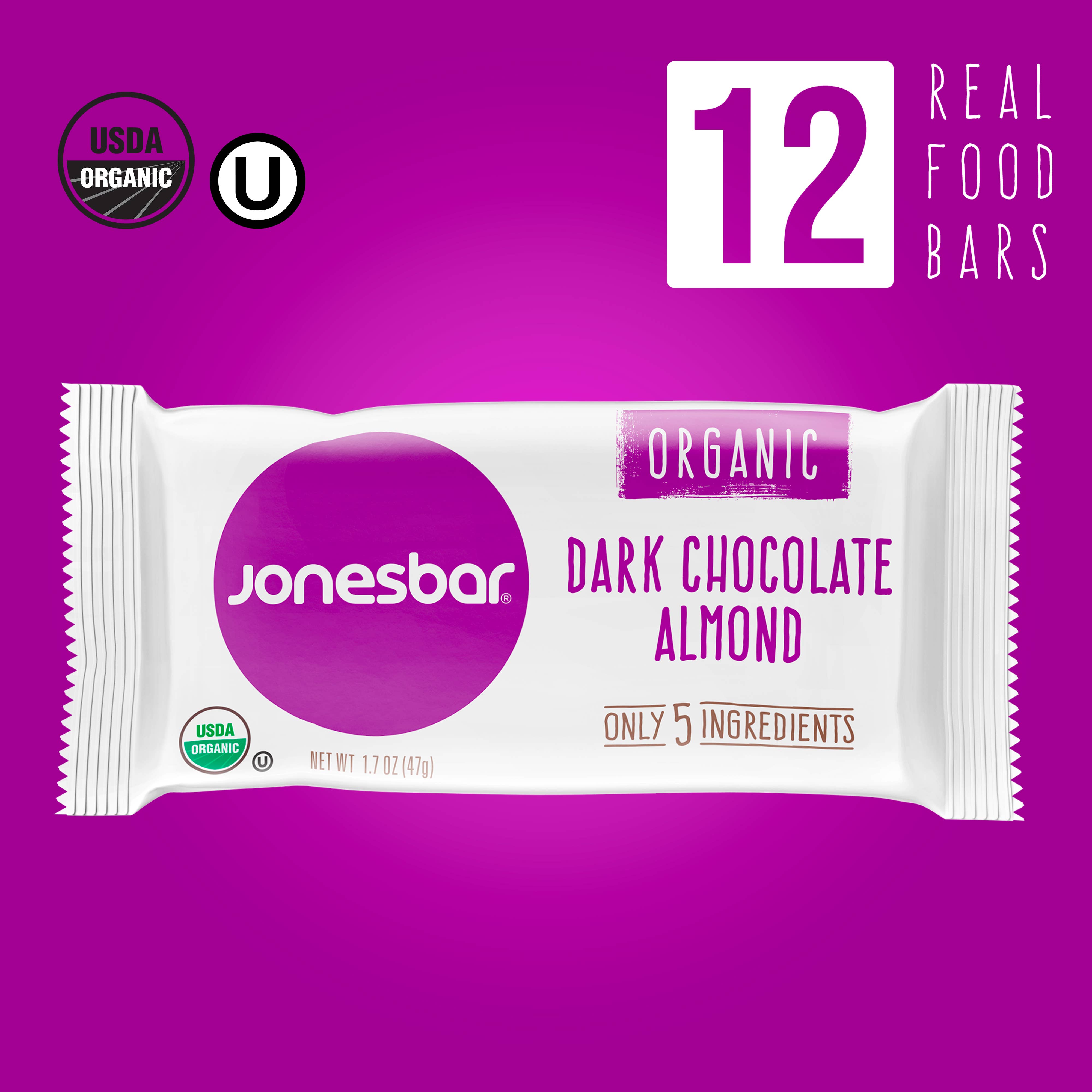 Jonesbar - Wholesale Snack Bar - JONESBAR Dark Chocolate Almond Organic Fruit & Nut Bar Vegan2