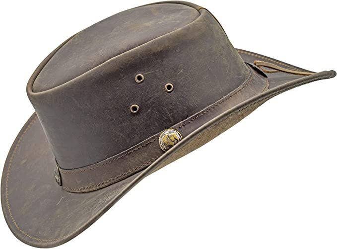 Hadzam - Vente Chapeau de cowboy – unisexe - Chapeau cowboy Outback en cuir durable et malléable unisexe Hadzam3