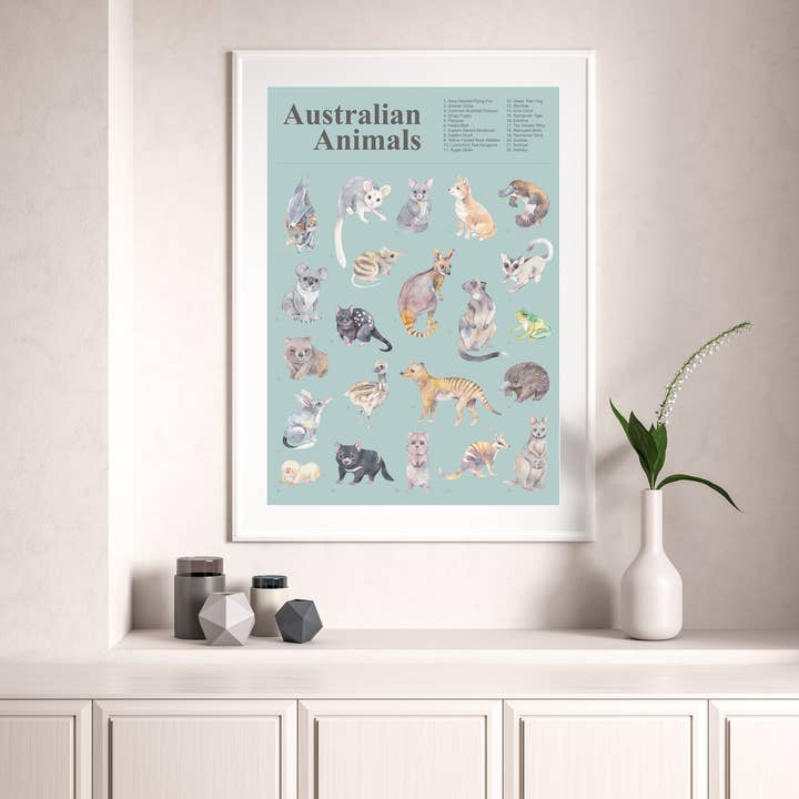 Watercolour By Cat - Wholesale Poster - Australian Animals A2 Art Poster // Wall Art