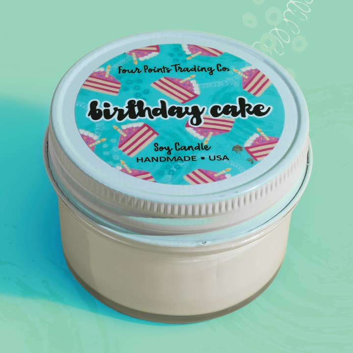 Pop Scents Birthday 4 oz Soy Candle for wholesale by Four Points Trading Co