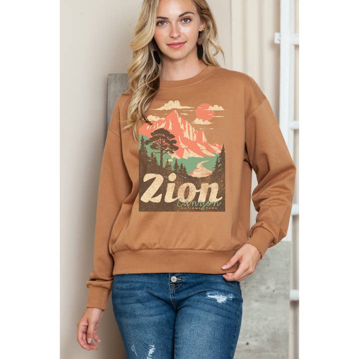 Zion Canyon National Park Crewneck Sweatshirt for wholesale by Amused by Blue