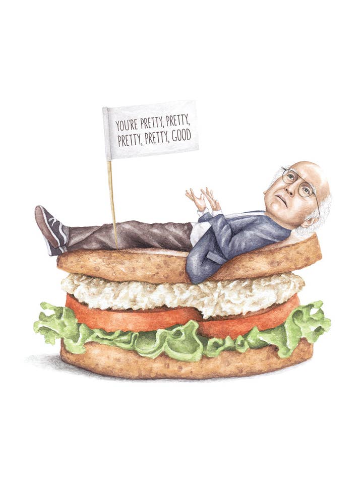 Larry David - "Ganska, Ganska, Bra" - Akvarelltryck för wholesale av Celebs on Sandwiches