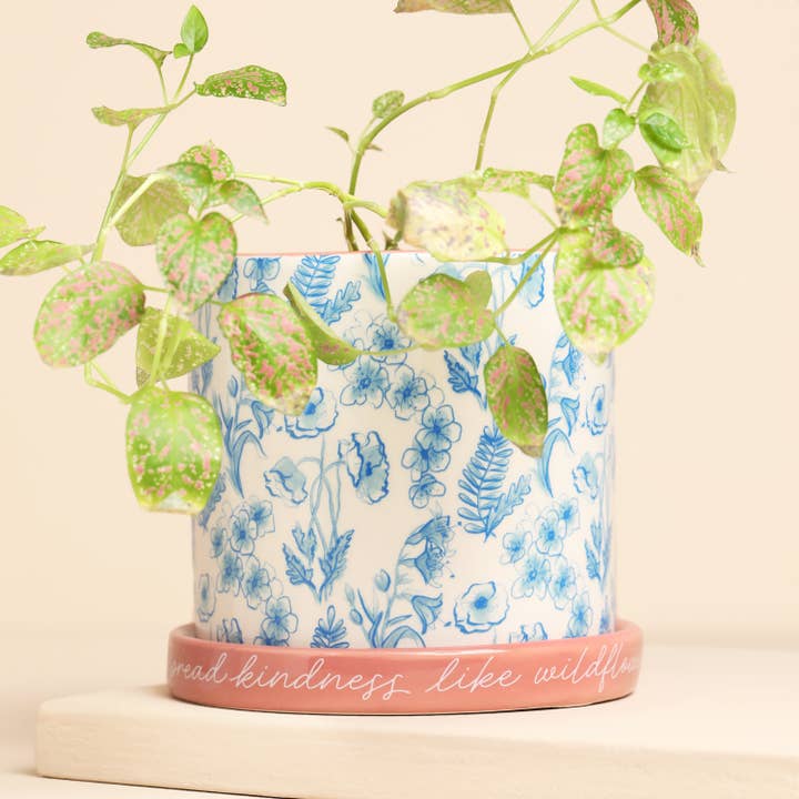 Blue Wildflower Print Planter for wholesale by Lisa Angel