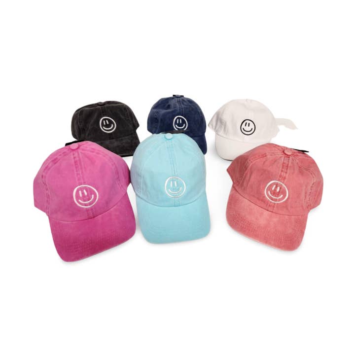 Free style smiley face baseball hat for wholesale by David And Young