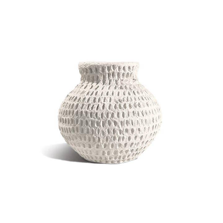 Cotton Stone Vase Round - Dash 18cm for wholesale by Matteurs