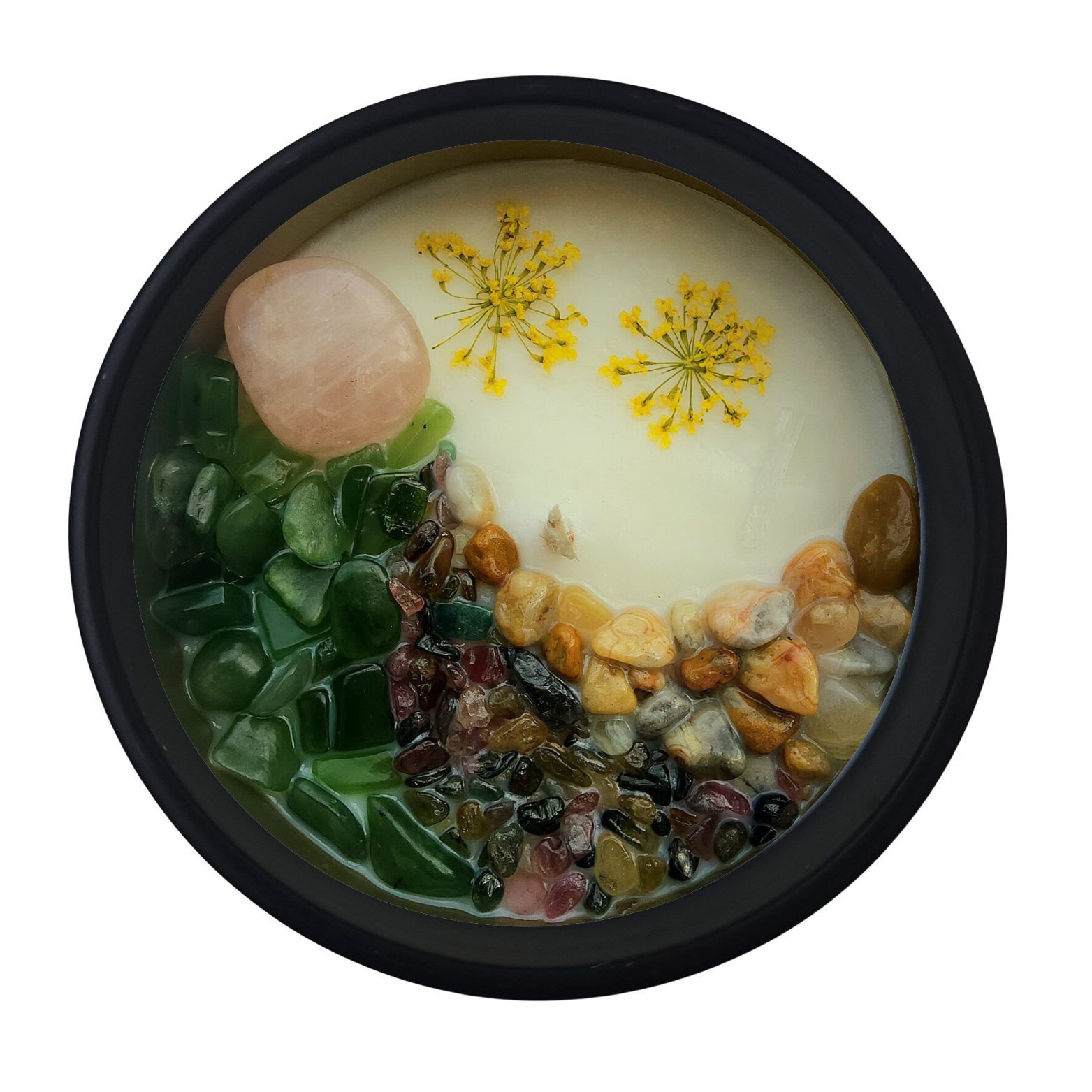 Nymph & Satyr Co. - Wholesale Jar/Filled Candle - Yunü • 10oz Soy Crystal Candle (Black Glass)1