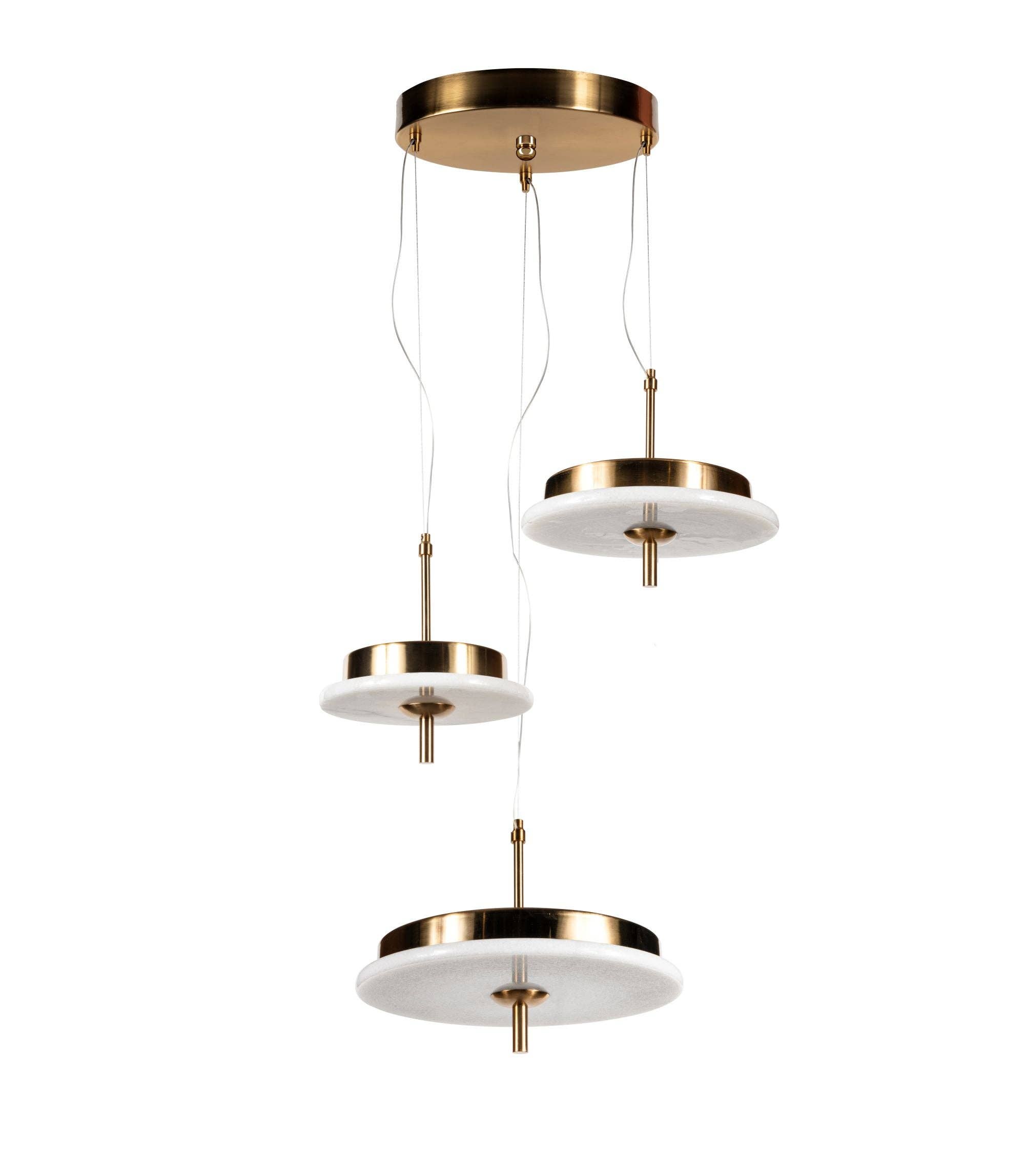 Eclipse Lighting - Wholesale Chandelier/Hanging Light - Luxury Marble LED Pendant Light for Dining Table & Kitchen Island – Custom Brass Fixture, Natural Stone Disc Chandelier, Alabaster Marble7